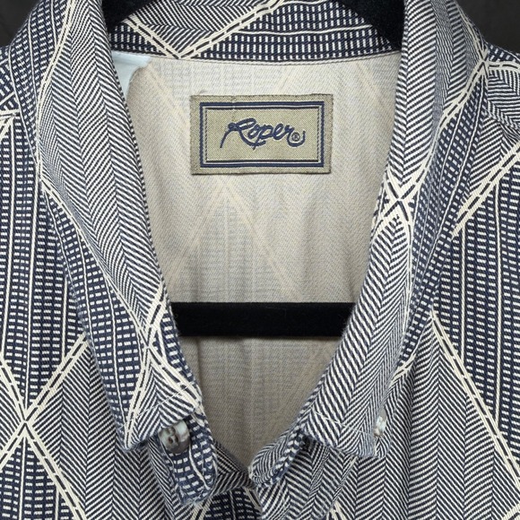 Vtg‎ Roper Western Diamond Pattern Button Shirt XL USA Made